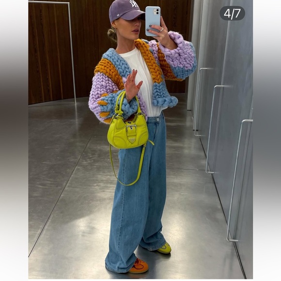 Anthropologie Grazia Chunky wool colorful Striped Cardigan like Mr Mittens Gogo - Picture 11 of 12